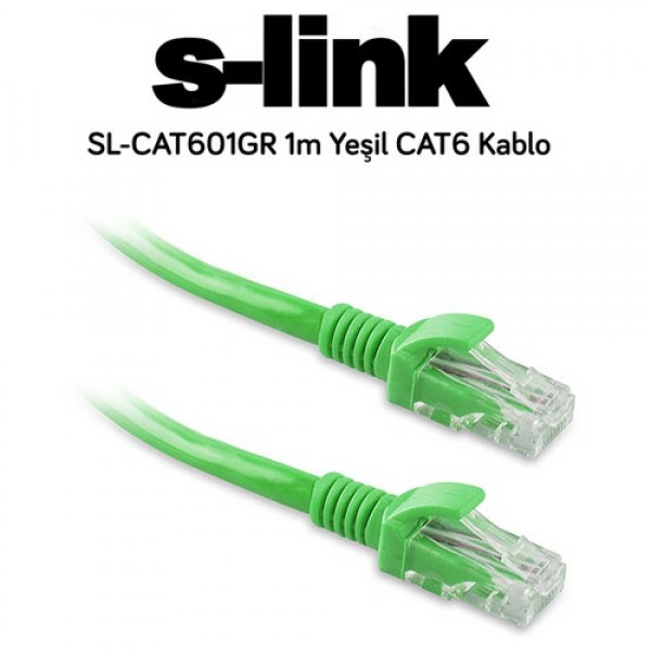 S-link SL-CAT601GR CAT6 Patch Kablo 1m Yeşil 