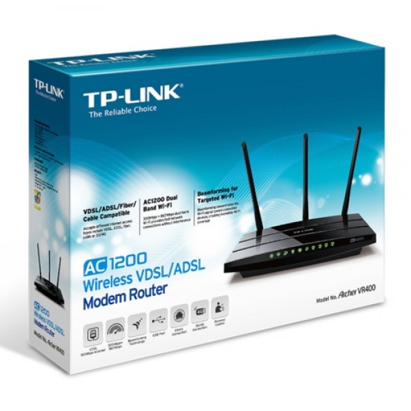 TP-Link Archer VR400 AC1200 VDSL/ADSL Modem Router 